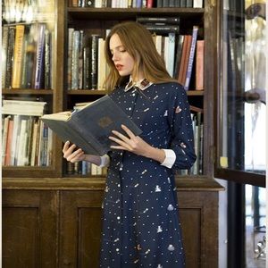 Miss Patina Books and Cats shirtdress